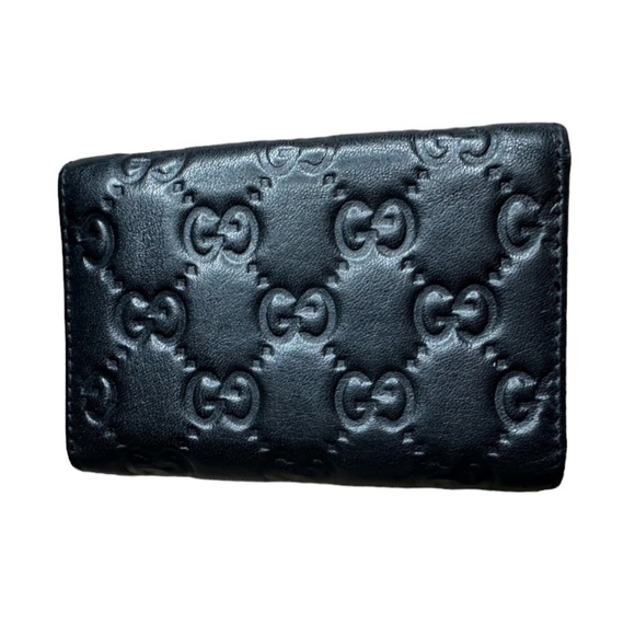 GUCCI RARE LARGE GG GUCCISSIMA BLACK LEATHER 6 RING CASE WALLET - Picture 2 of 15